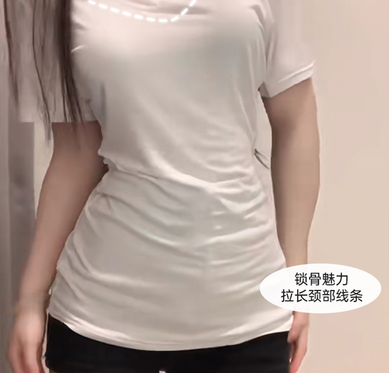 V领短袖体恤白色正肩高级感潮牌辣妹设计感女夏季2025新款上衣T恤详情9