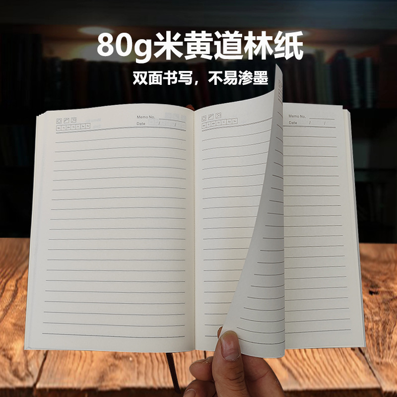 Wholesale a5 business office notebooks, b5 thickened meeting soft leather horizontal line work notebooks that can be printed with logos pic 12