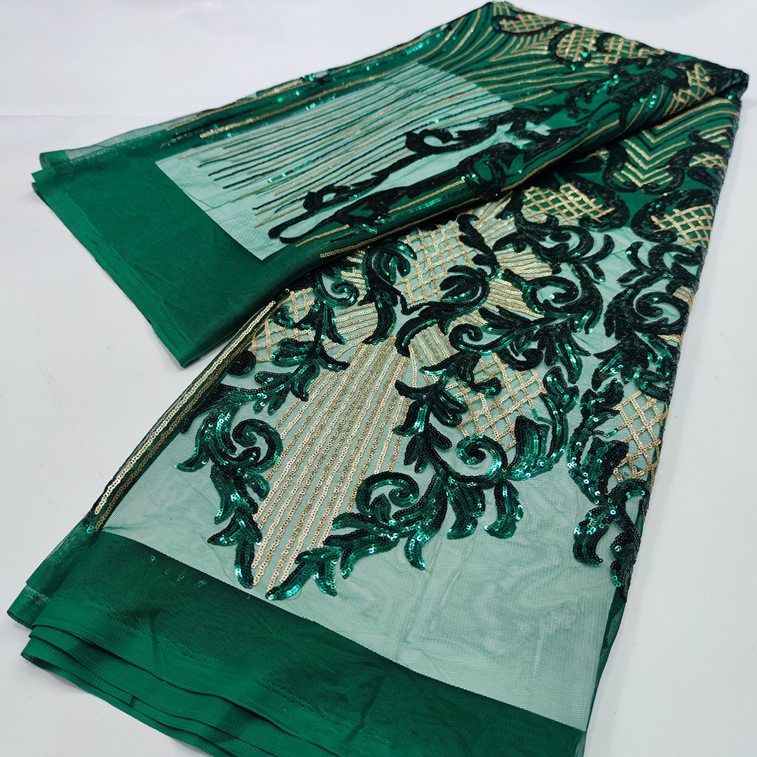 新款非洲亮片蕾丝花边网布面料派对礼服民族风服装辅料laceJX756详情56