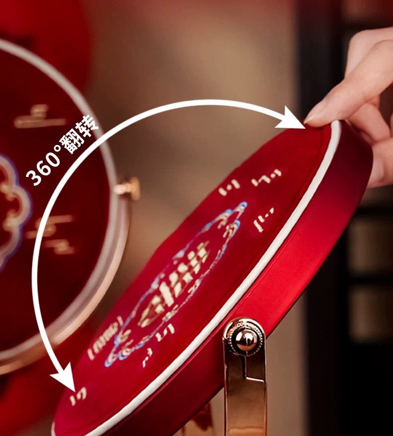 结婚陪嫁刺绣化妆镜礼盒一对红色新娘出嫁喜女方嫁妆婚庆用品大全详情7