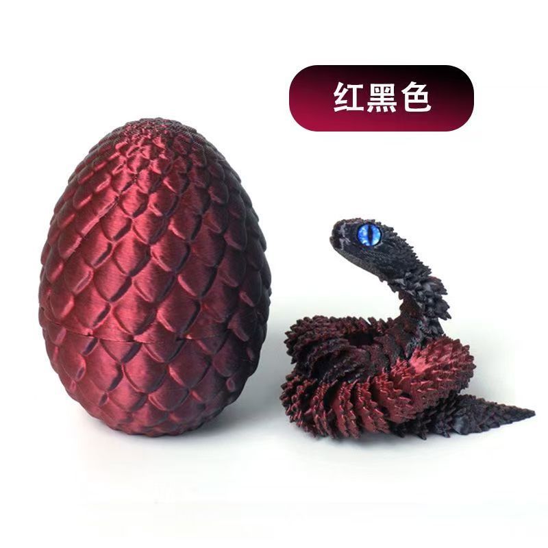 跨境3D打印蝰蛇蛋套装桌面摆件儿童玩具关节可以活动玩具小蛇装饰详情4