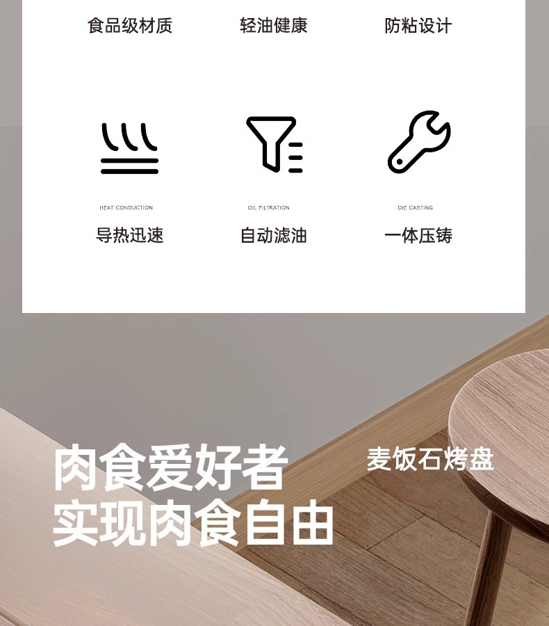 不粘电磁炉韩式麦饭石卡式炉户外家用烤肠烤鱼烤肉格林烤盘详情4