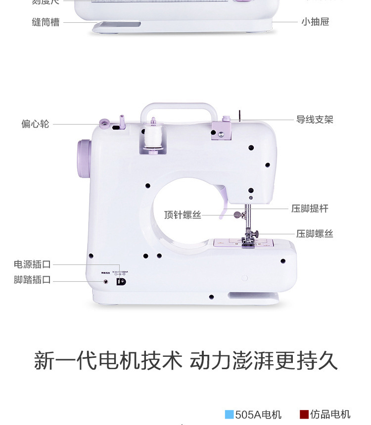 腾星家用缝纫机505A迷你缝纫机跨境便携式锁边小型手持微型电动详情7