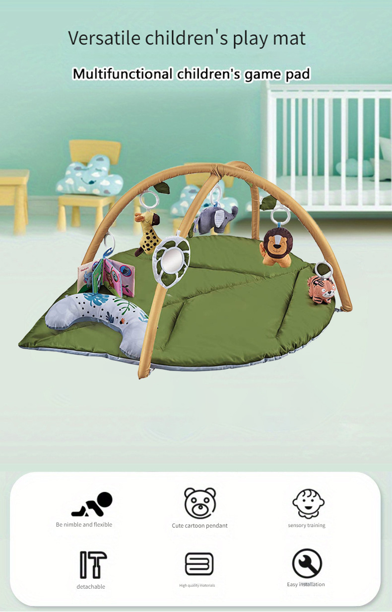 玩具婴儿叶子游戏垫爬行垫健身架带枕头爬爬垫布书吊件玩具游戏垫详情6