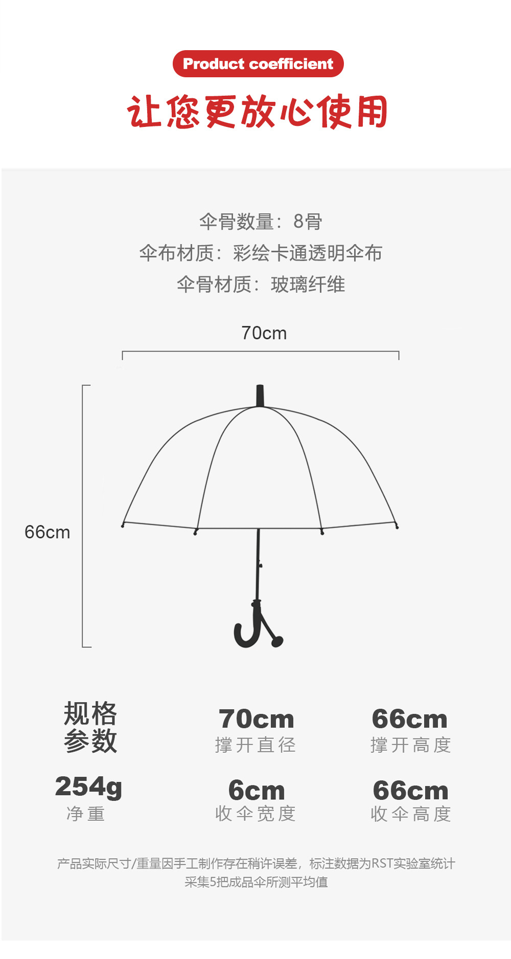 新款插画手绘儿童塑料雨伞男女幼儿园拱形透明伞厂家现货批发详情12