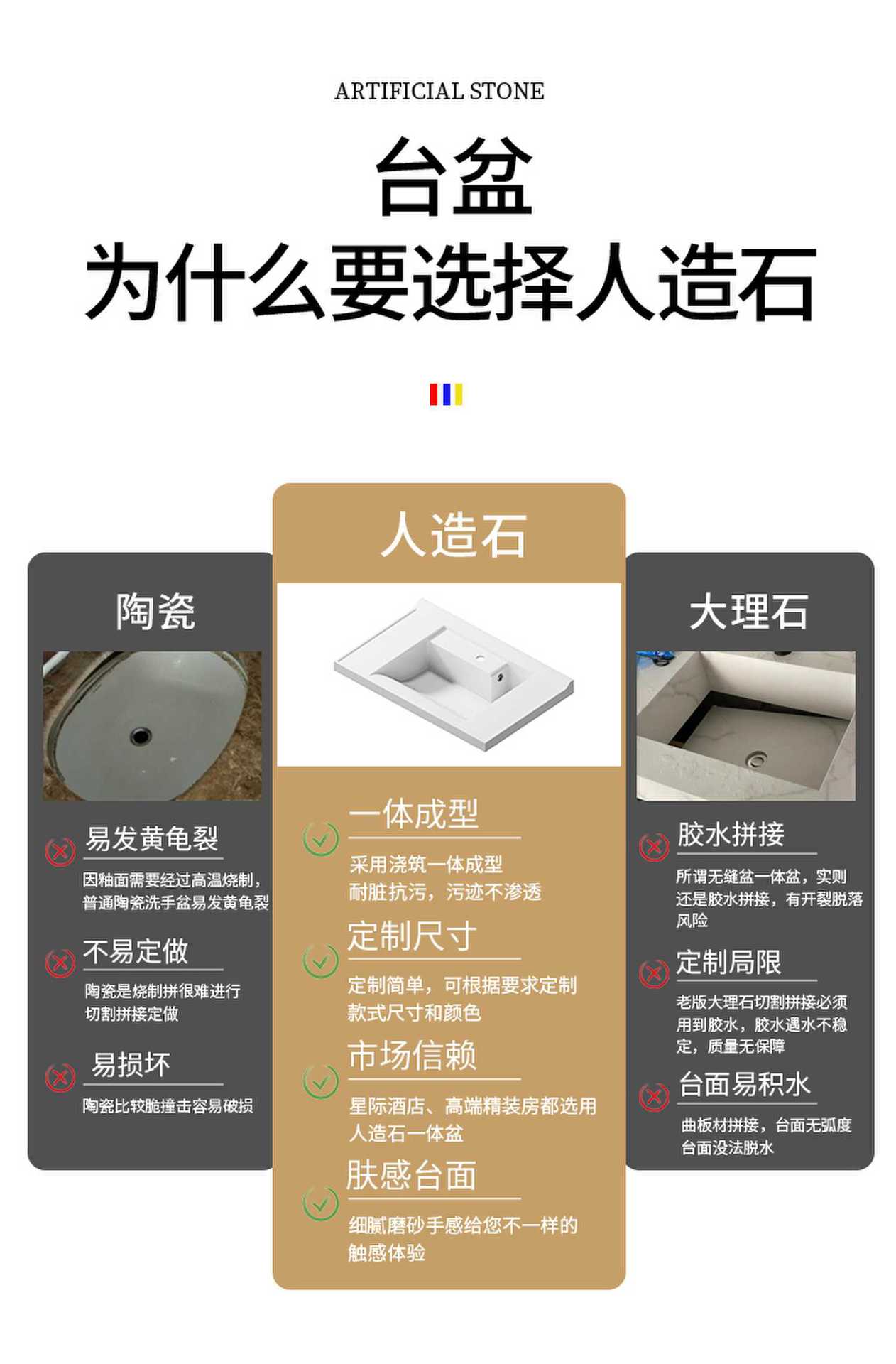 人造石可丽耐酒店卫生间洗手盆洗漱台浴室柜长方形大肚盆一体盆详情13