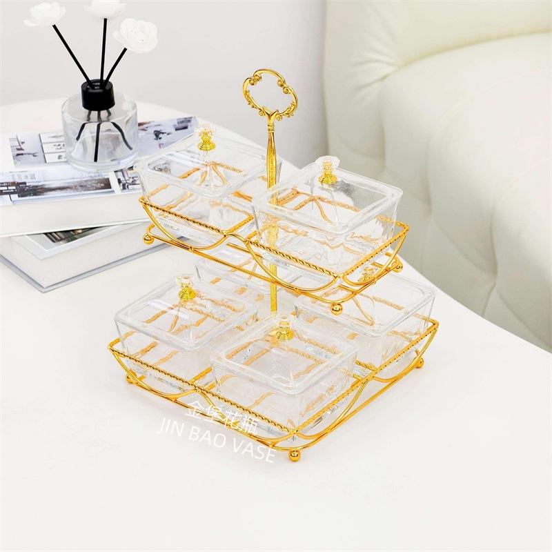 轻奢高颜值玻璃果盘商用水果拼盘家用创意分格干果盒小吃零食盘详情45