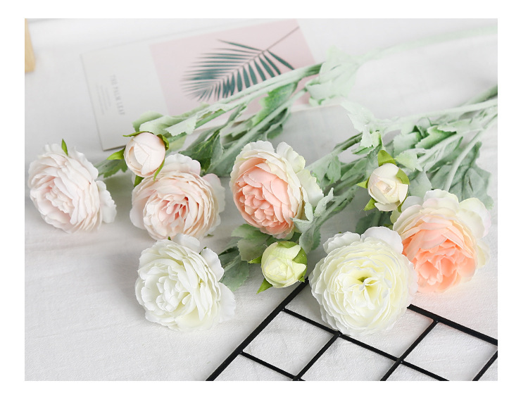 欧式仿真花三头洋牡丹装饰假花婚礼办公文化用高级感成品礼盒详情13