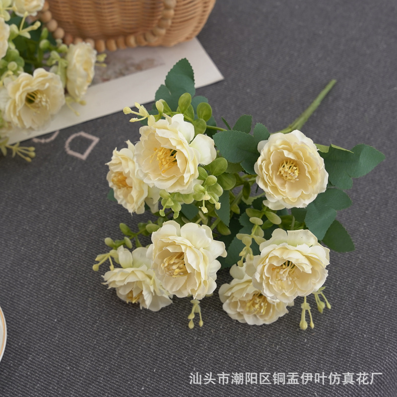 北欧仿真小玫瑰牡丹人造花家居装饰婚庆花墙洋甘菊花束详情20