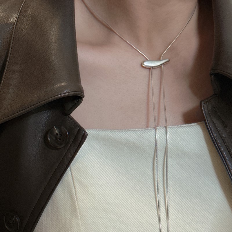 日韩ins风金属细长链条撞色卡扣可抽拉项链时尚简约小众设计颈链详情2