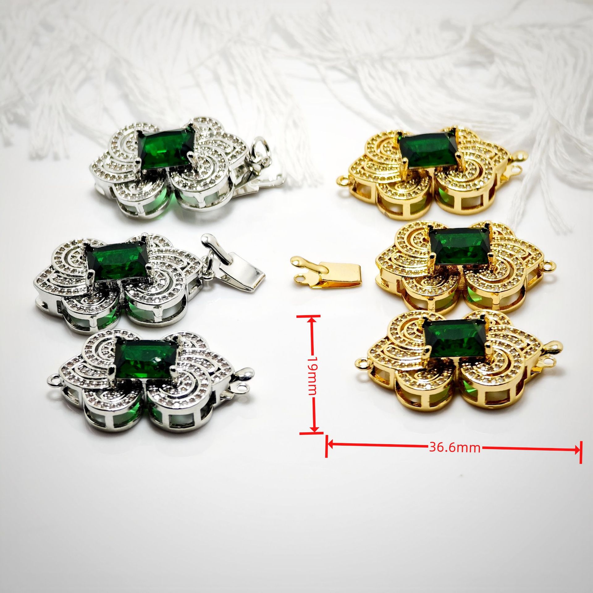 High color retention, real gold plating, double hanging, zirconium pearl buckle, pin, buckle necklace, connecting buckle head, DIY jewelry bracelet pic 41