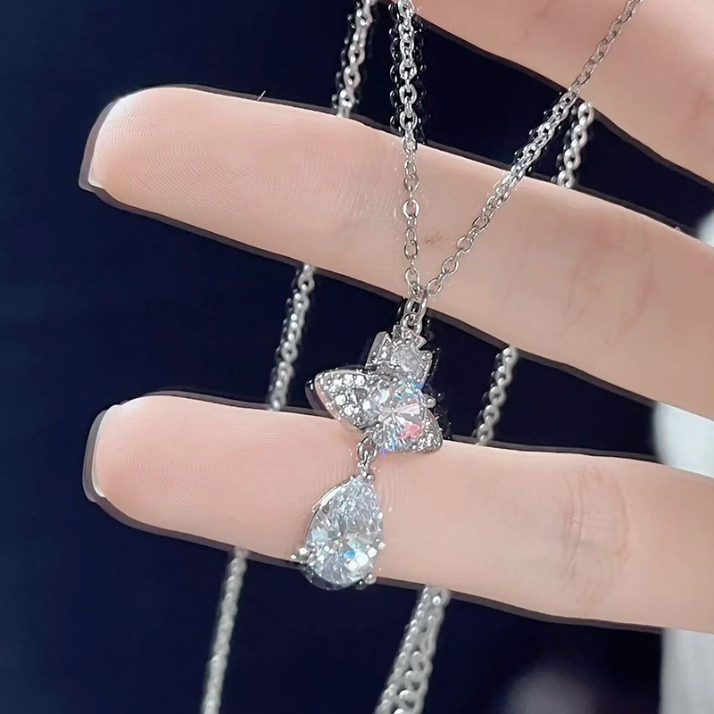 Versa Vivien土星项链 西太后人鱼眼泪满钻吊坠项链 女款锁骨链详情8