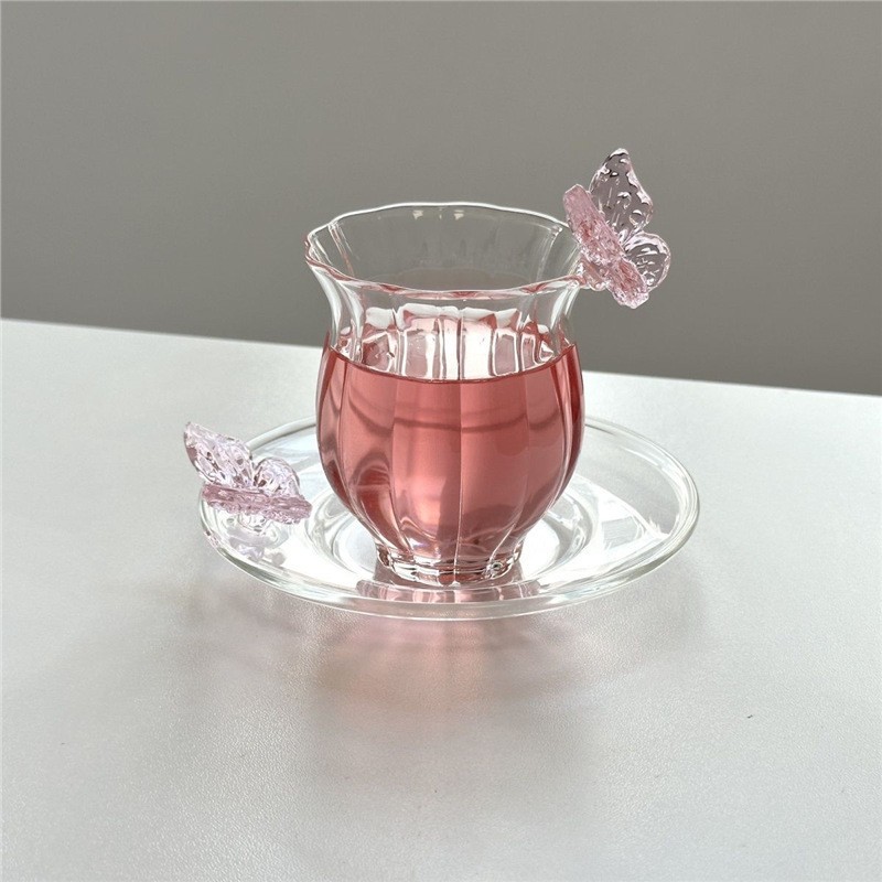 花神杯子收藏手作水仙蝴蝶杯子耐热家用玻璃杯咖啡杯创意茶杯详情5