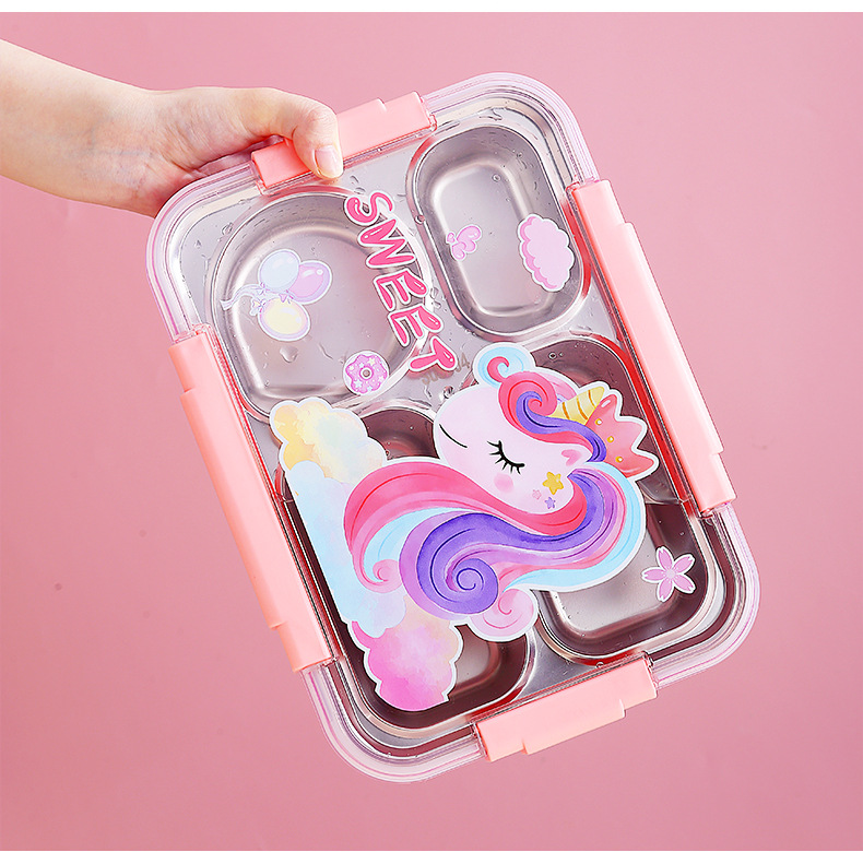 Dopamine-colored insulated lunch box for girls, 304 stainless steel lunch box for office workers, high appearance level, heat and cold resistant lunch box pic 4