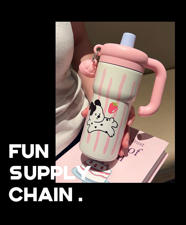 新款卡通保温杯可爱小猫大容量冰霸杯高颜值女生手柄杯吸管杯详情6