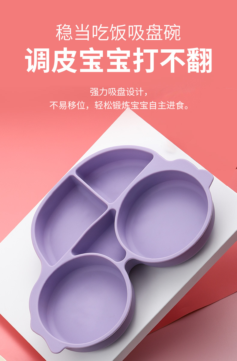 跨境热销车型儿童硅胶餐盘套装婴儿童辅食分格盘宝宝学吃饭叉勺子详情4