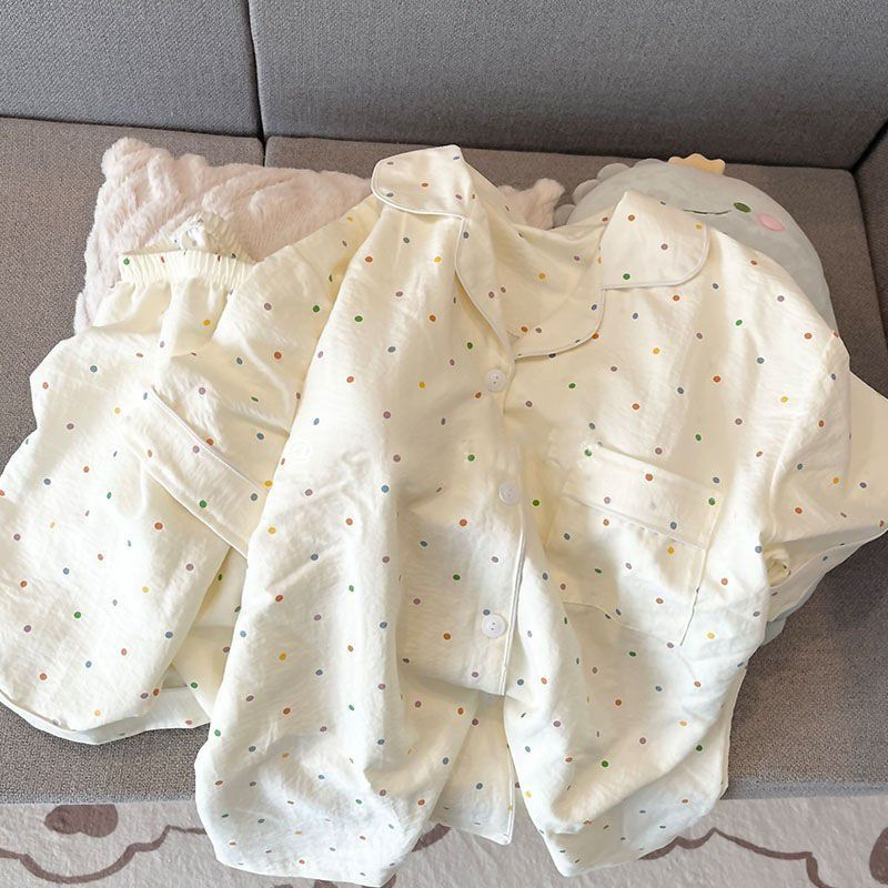 Pajama Women Summer Cloud Cotton 2024 New Style sweet and cute cardigan casual short-sleeved and short-shorts home wear set pic 5