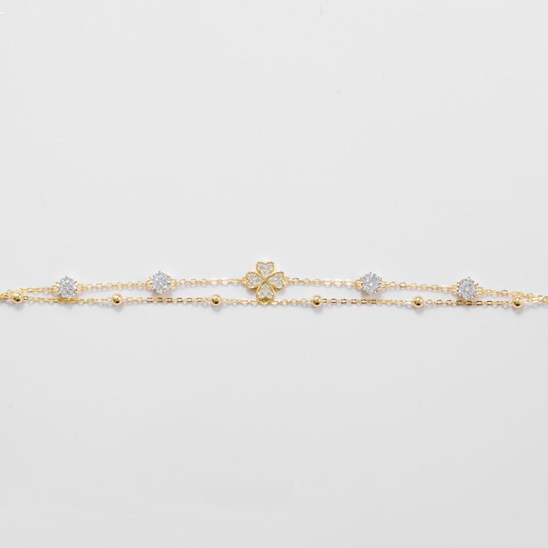 Zhuoheng Select S925 All-silver Clover 50-point Moissanite diamond bracelet, a light luxury and niche design bracelet chain pic 1