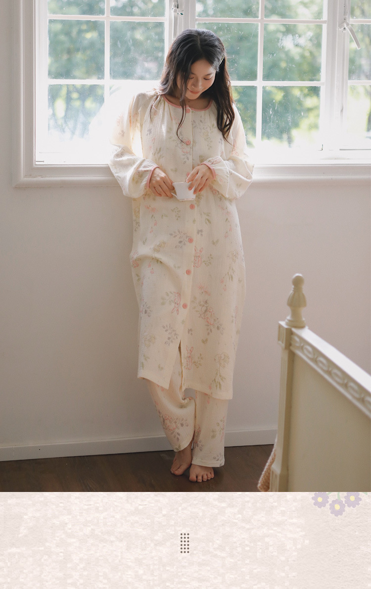 纯棉纱布月子服待产裙带胸垫孕妇睡衣女薄款春夏产后哺乳喂奶袍套详情26