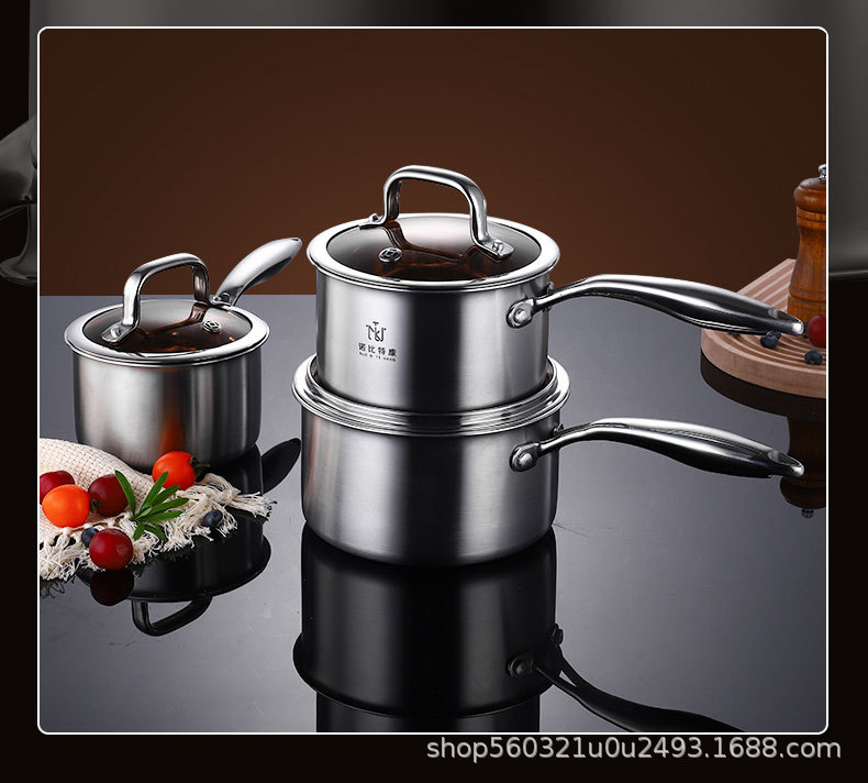 汤锅奶锅不粘锅炊具锅两件套批发厨房加厚耐用304不锈钢锅具套装详情20