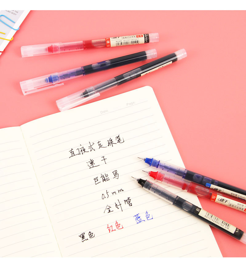 Wholesale of direct-flow ballpoint pens, quick-drying black pens, student pens, gel pens, stationery, large-capacity 0.5mm practice water pens pic 7