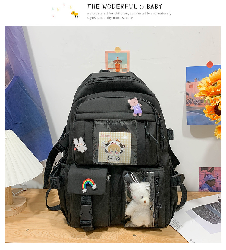 日系初高中生双肩包潮牌可爱小学生书包 韩版原宿ins风通勤背包女详情35