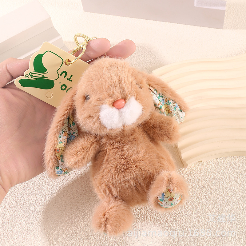 Cartoon floral ear-patterned Bonnie Rabbit plush toy pendant, cute ear-hanging little rabbit bag pendant, doll wholesale pic 11