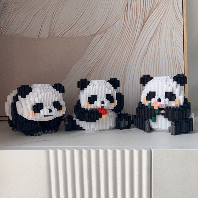 超萌花花熊猫国潮积木小颗粒儿童玩具高难度立体摆件拼图女孩礼物国潮详情9