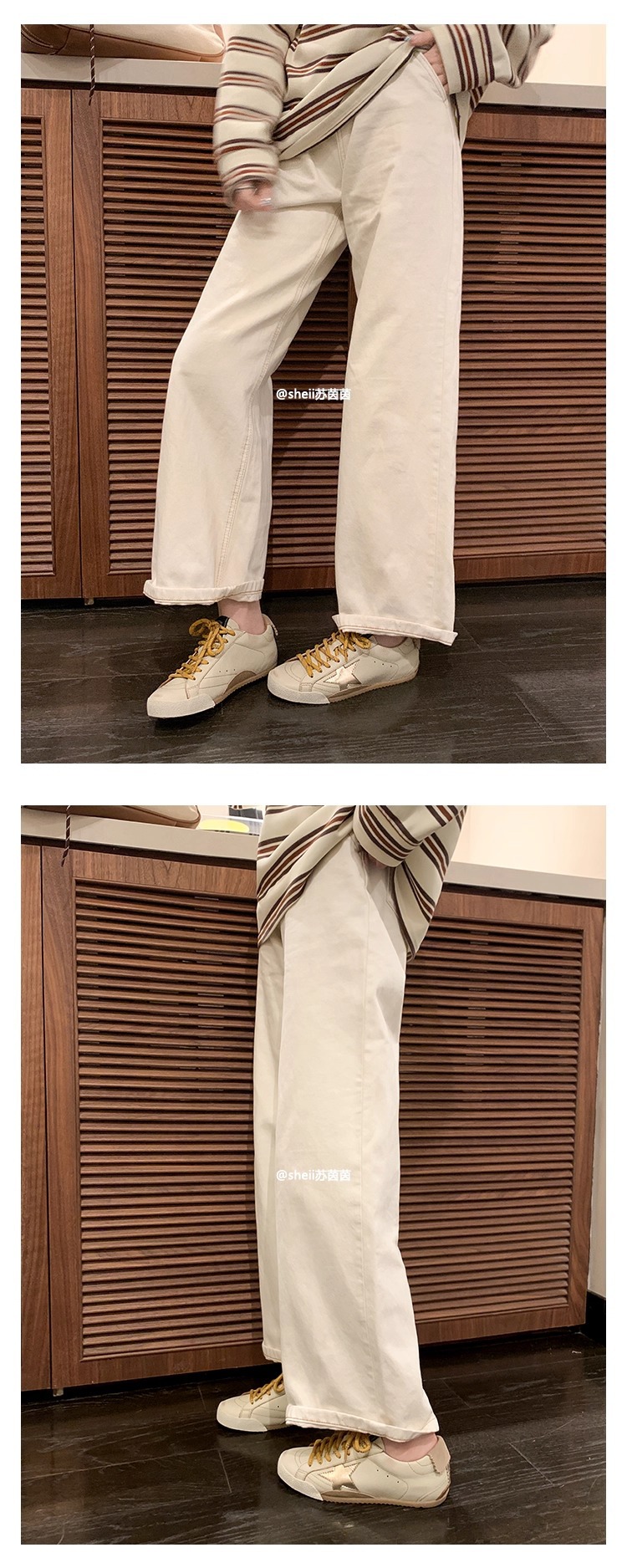 【苏茵茵】二代版~擦色小牛皮复古鸳鸯带板鞋女星星鞋厚底小脏鞋详情20