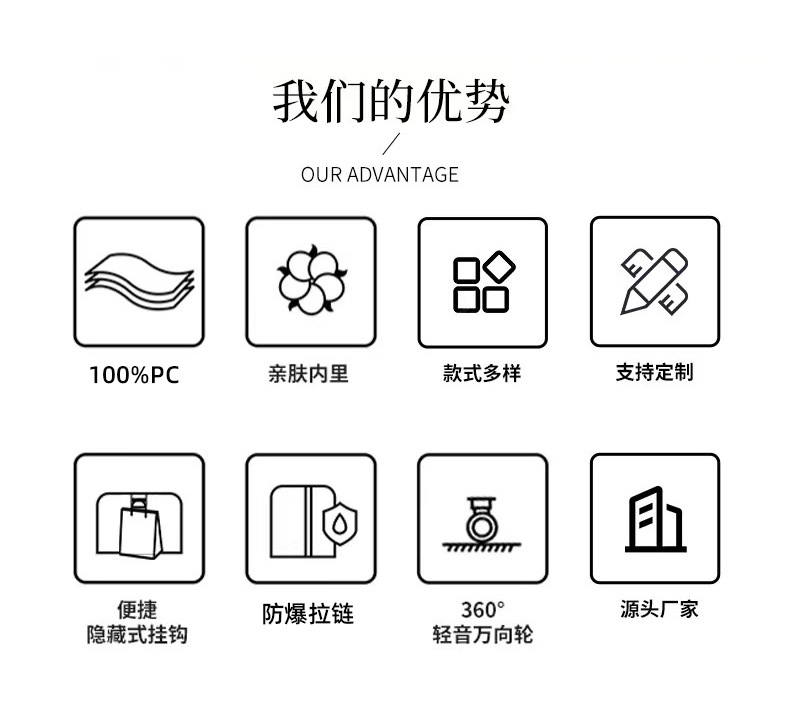 高颜值行李箱纯PC女商务休闲登机箱机械风男静音万向轮拉杆箱批发详情2