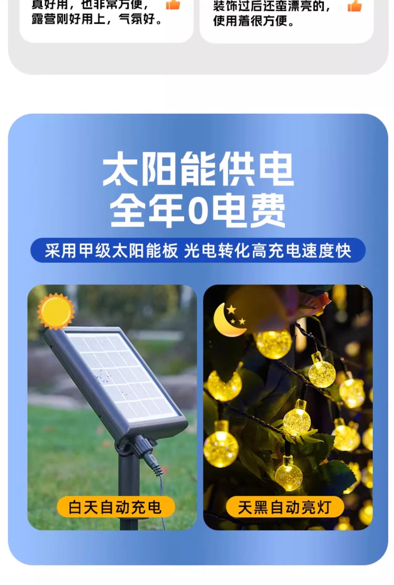 LED solar lights, outdoor bubble garden lights, string lights, waterproof garden villa decoration, star lights, string flashing light strips pic 4