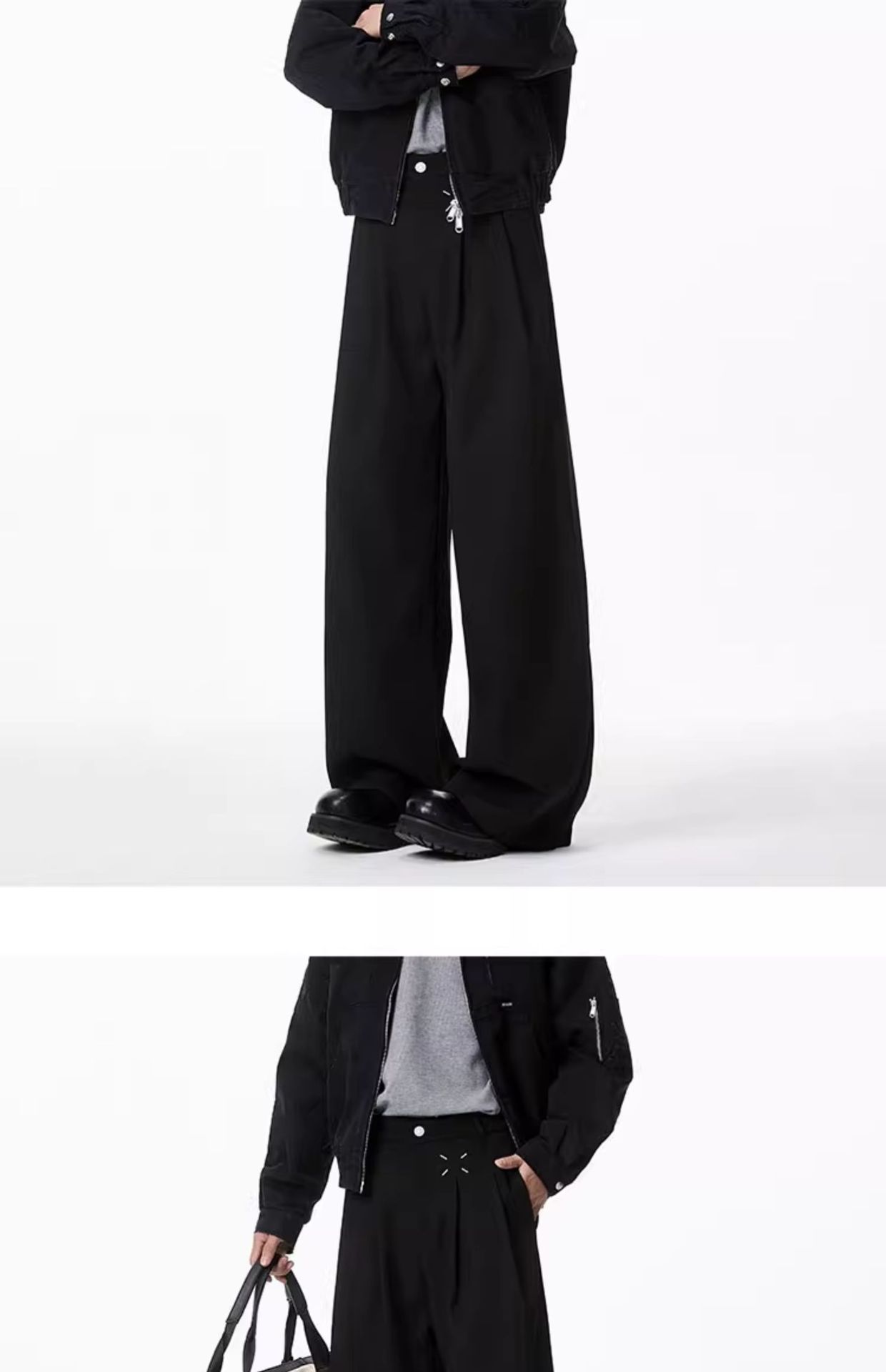 Americano cleanfit negro pantalones hombre primavera otoño recto holgada sensación casual premium sensación pantalones de pierna ancha hombre pic 9