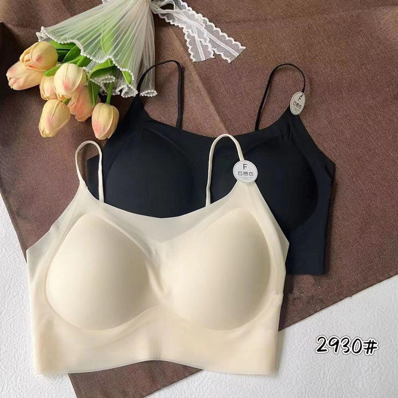 Summer ice silk traceless back beauty jelly strip underwear for women, ultra-thin gathering latex fixed cup soft support one-piece bra pic 7