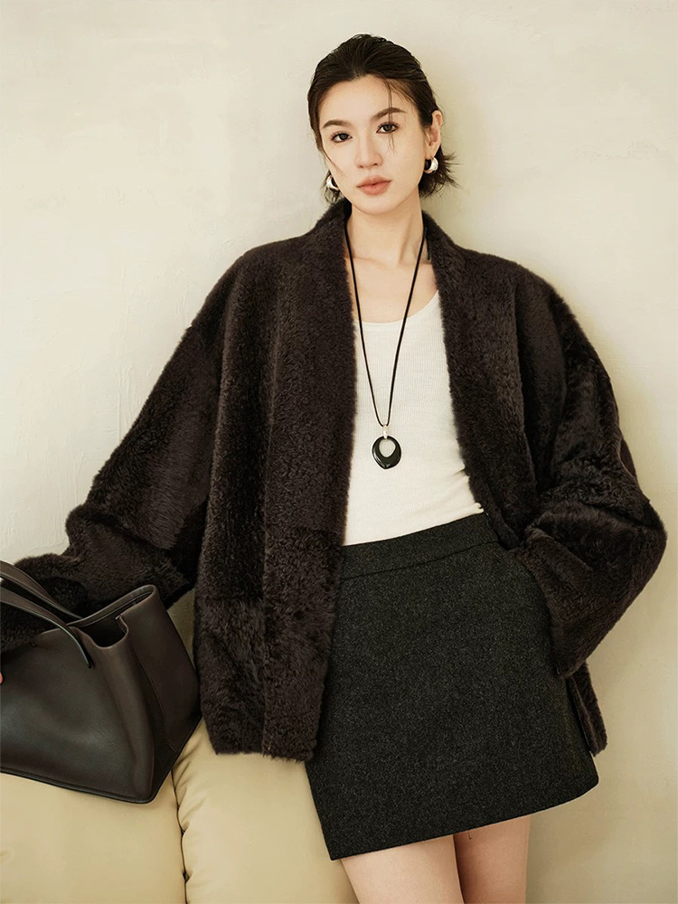 Four Beauties Slimming 100% short plush woolen A-line short skirt for women 25 winter New minimalist half skirt 9442 pic 11