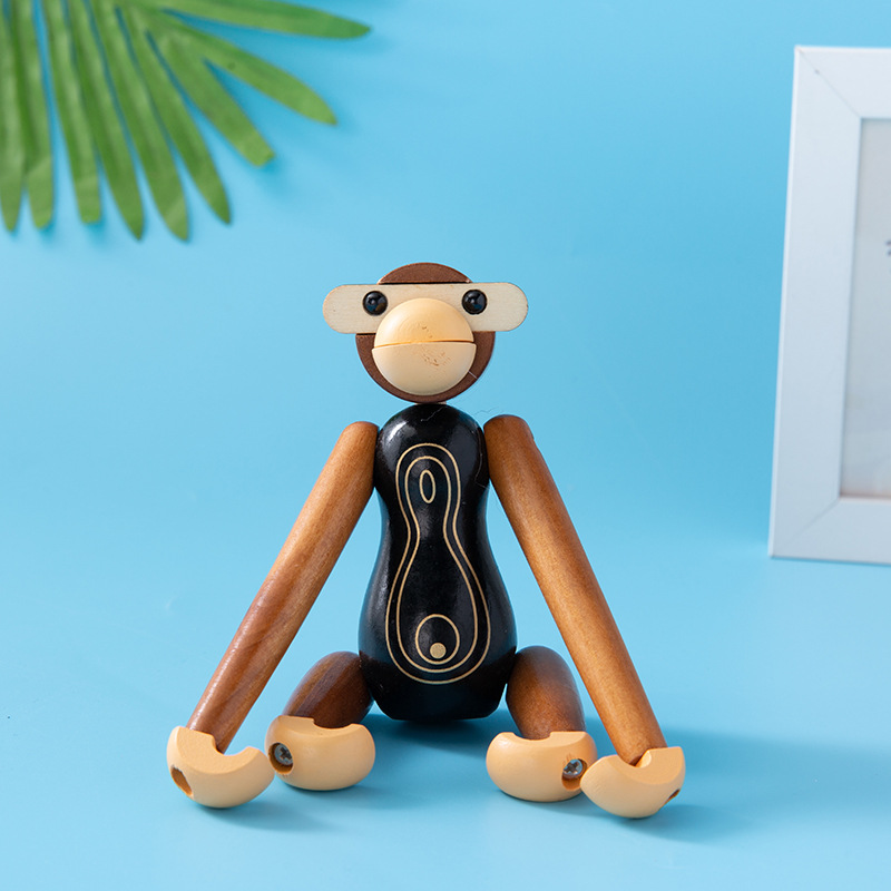 创意卡通木质摆件懒人桌面手机支架倒挂猴北欧风装饰品摆件批发详情8