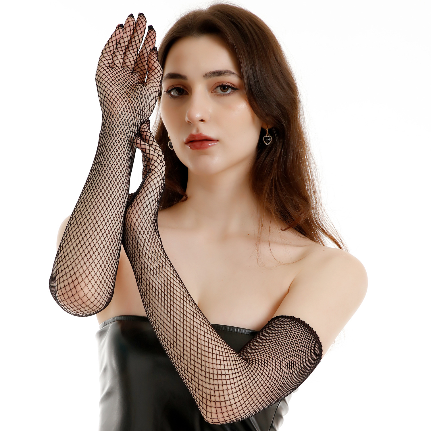女士加长弹力渔网手套性感 欧美夜店俱乐部cos万圣节网眼手套跨境详情1