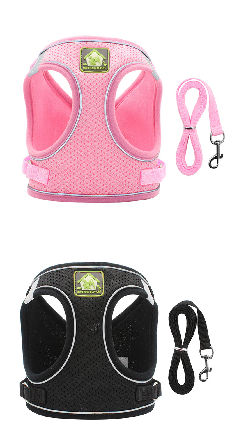 New dog chest and back pet vest style puppy leash, reflective and breathable Bichon Frise leash, outdoor dog walking leash pic 12