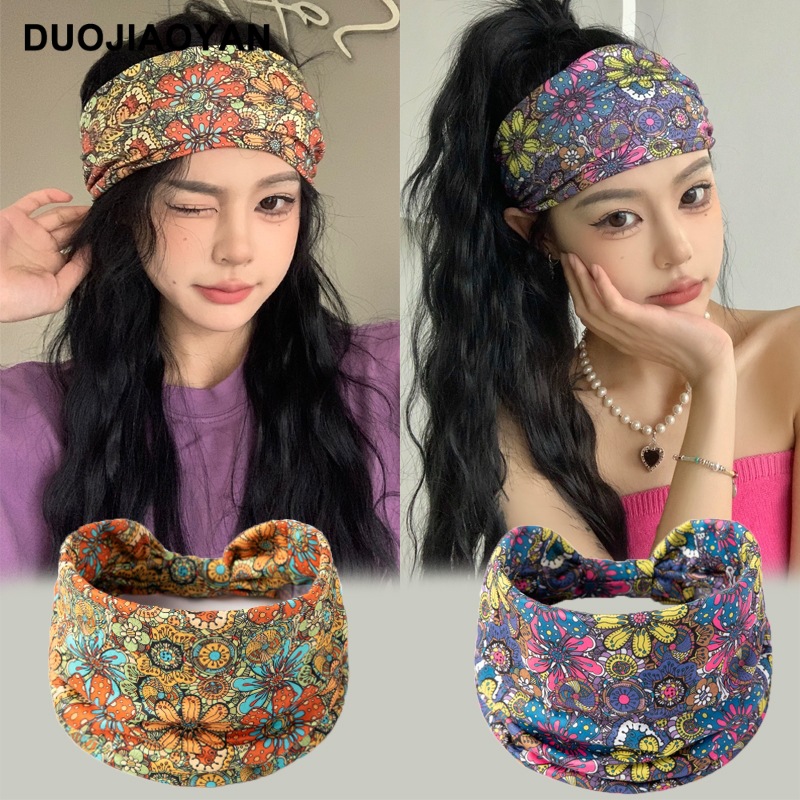 The new sporty hair band, Paisley printed hair band, is a popular fashion wide-sided breathable sports yoga hair band for women pic 9