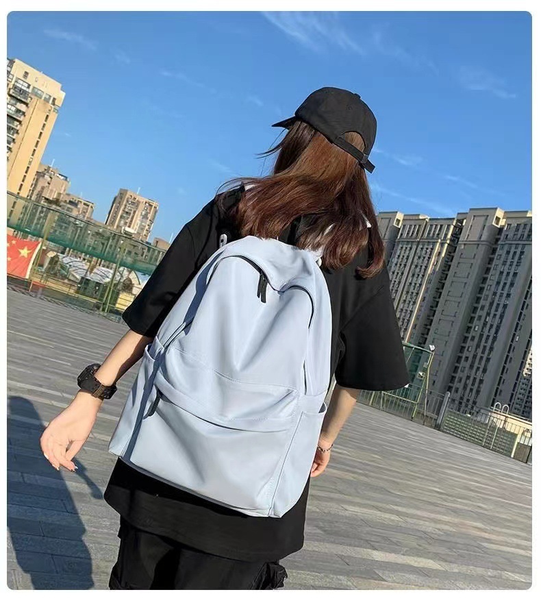 背包女学生百搭ins纯色书包大容量双肩包小学初中高中生大学韩版详情4