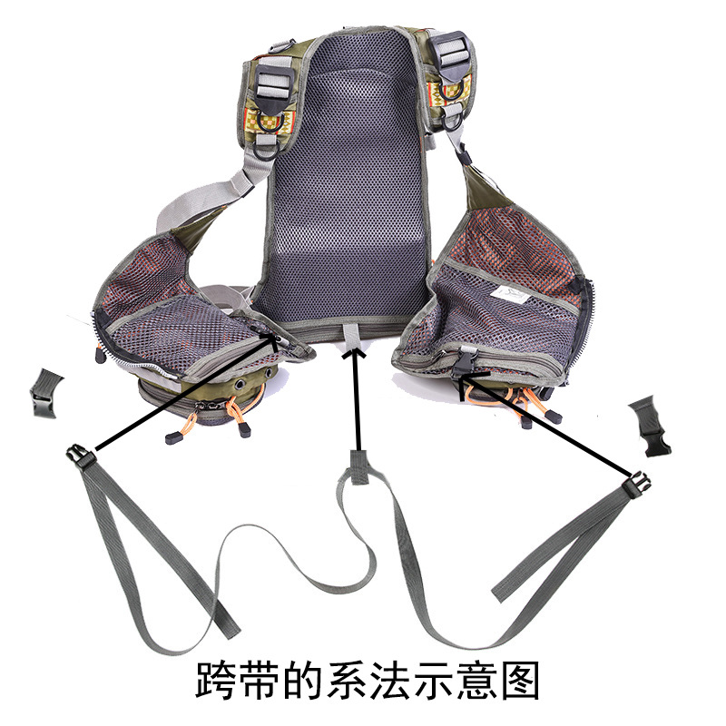 Fishing vest + life jacket + backpack, multi-functional life jacket, fly fishing backpack with multiple pockets pic 23