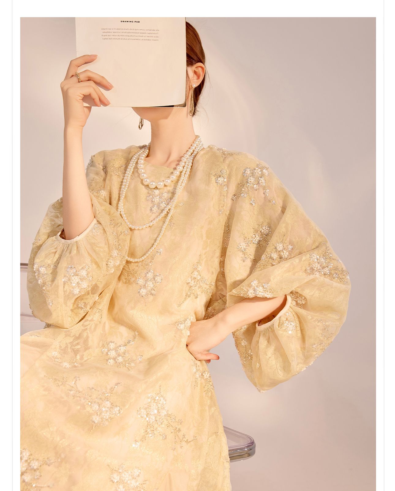 New Chinese-style high-end flower beaded embroidery dress, national style 2025 light luxury design sense elegant long dress N2034 pic 11