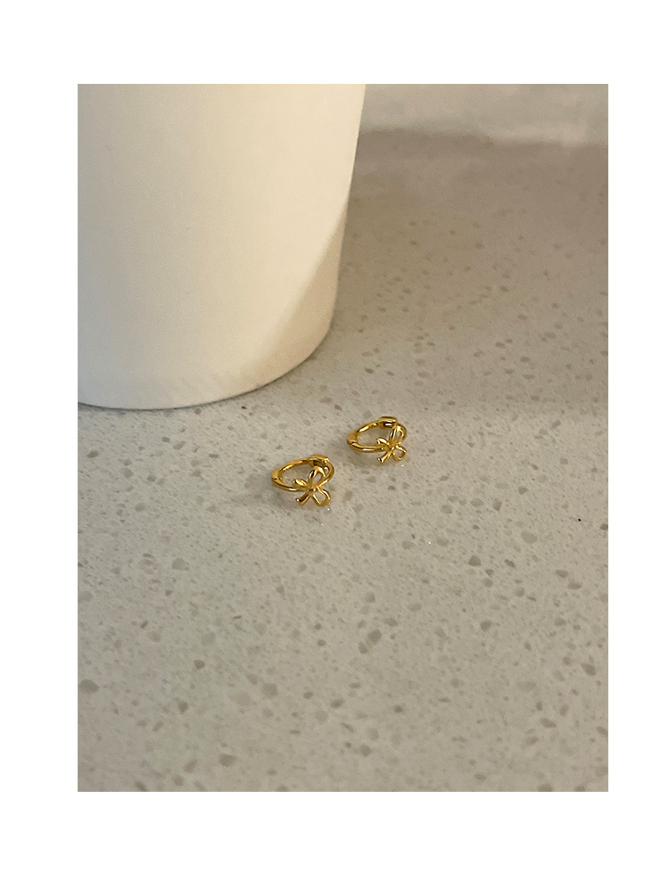 999纯银蝴蝶结耳扣简约小巧精致小众设计感高级自然百搭新款耳环详情15