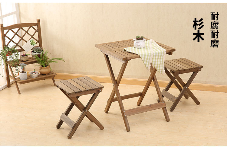 包邮实木可折叠桌靠背椅组合便携家用户外阳台简易小茶几方圆餐桌详情15