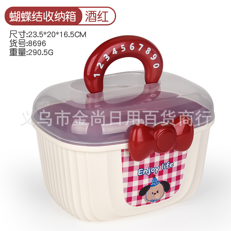 跨境便携式大蝴蝶结双层收纳盒儿童卡通发夹首饰带内垫收纳盒详情1