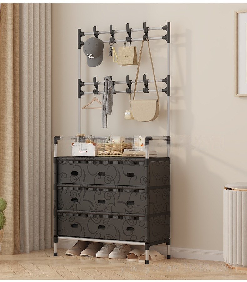 Cross-border multi-layer waterproof and dustproof multi-functional shoe and hat rack, storage shoe cabinet, household integrated floor-standing clothes hanger, shoe rack pic 12