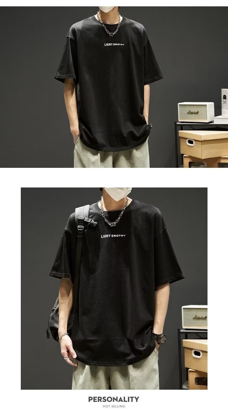 夏季男士t恤潮牌潮流简约半袖上衣男装短袖纯棉衣服男生体恤印花详情9