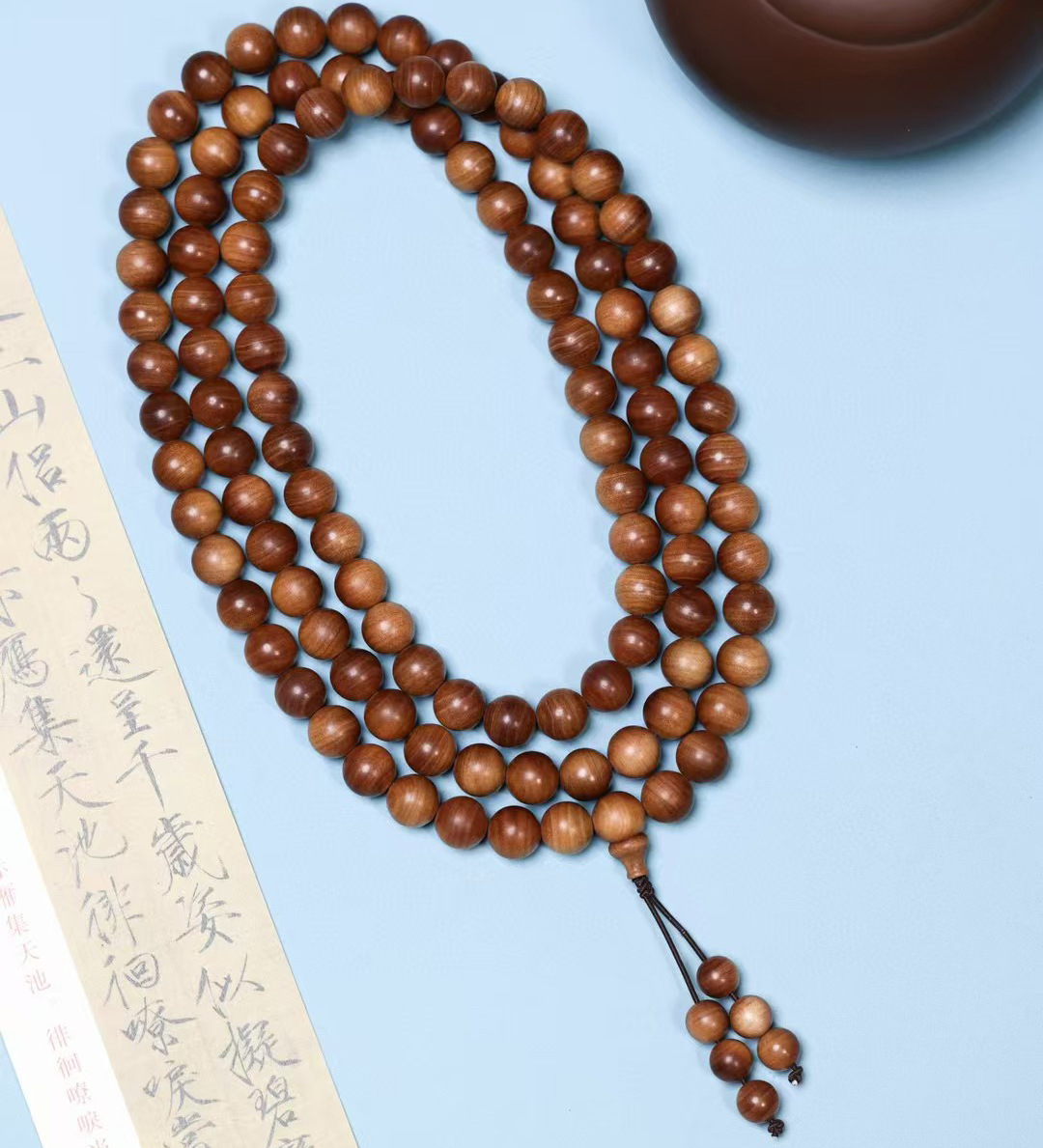 佛具用品印度老山檀香老料0.8*108颗多圈佛珠念珠男女款手串精品详情6