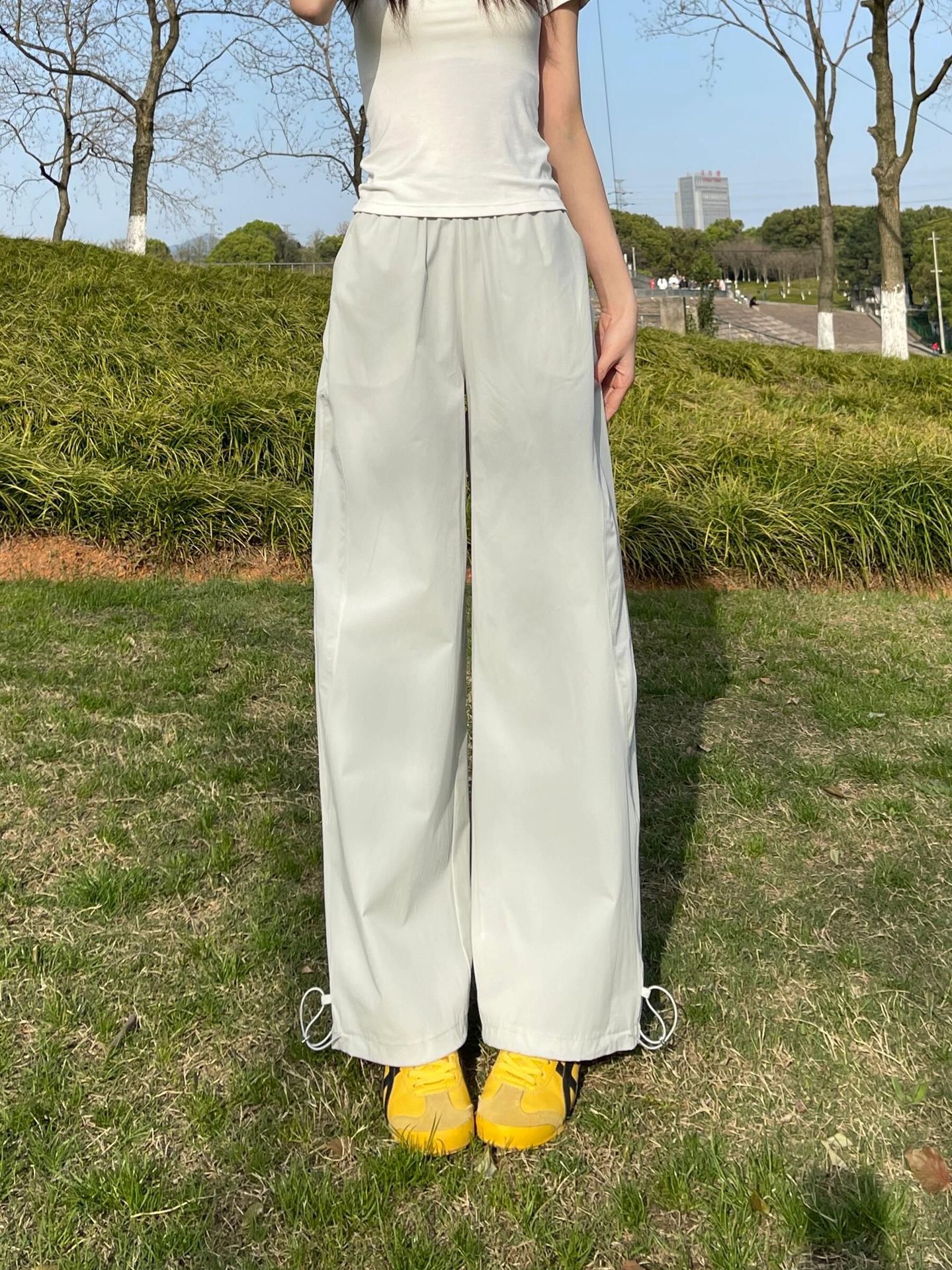 美式速干工装裤女夏季薄款2025新款酷飒风高腰直筒复古阔腿运动裤详情12
