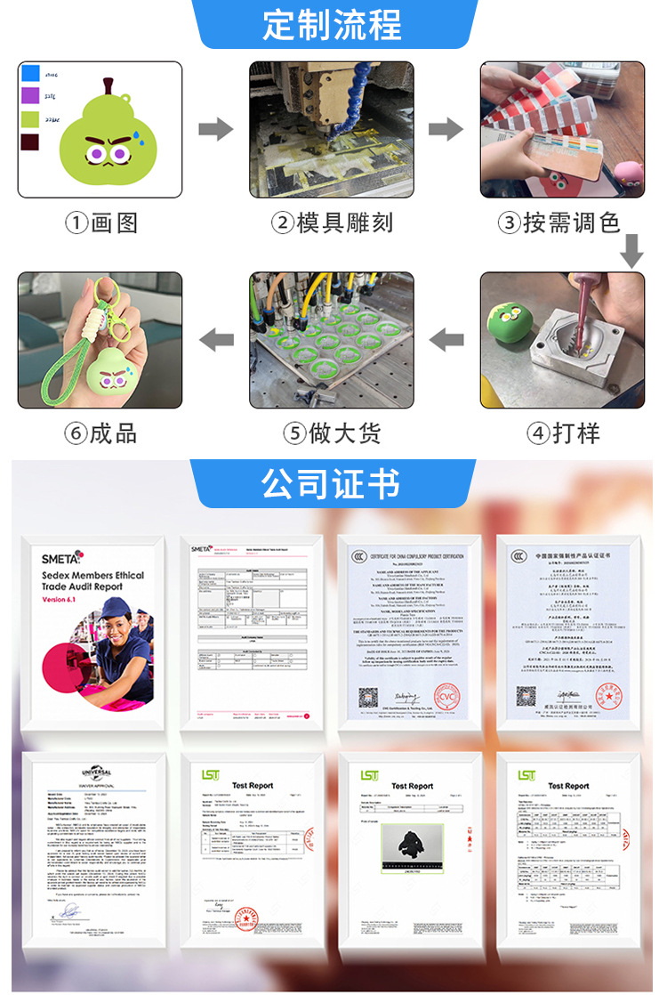 新款亚马逊DIY一字形小长条灭鼠先锋钥匙扣pvc扣子解压玩具批发详情2