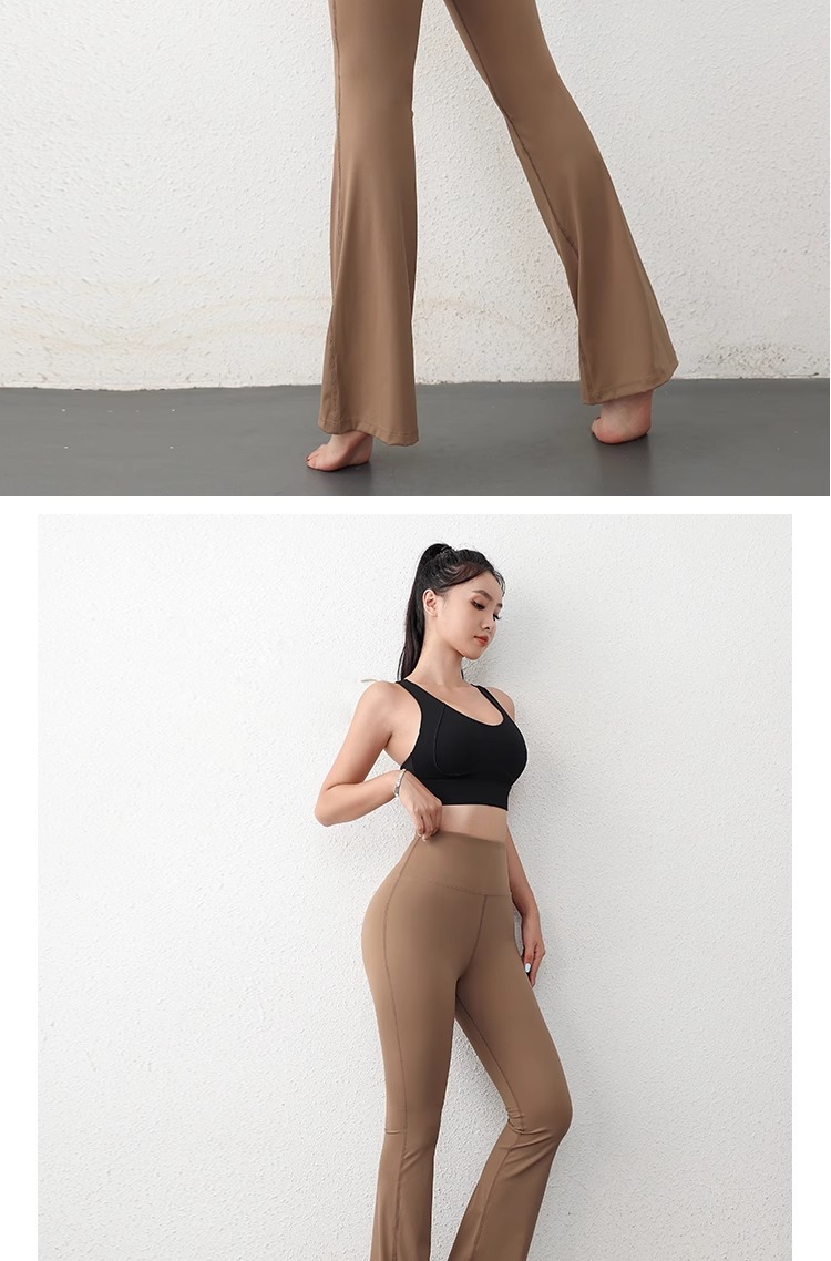 lulu foreign trade high-waisted, hip-lifting flared pants, seamless nude yoga fitness pants for women pic 13